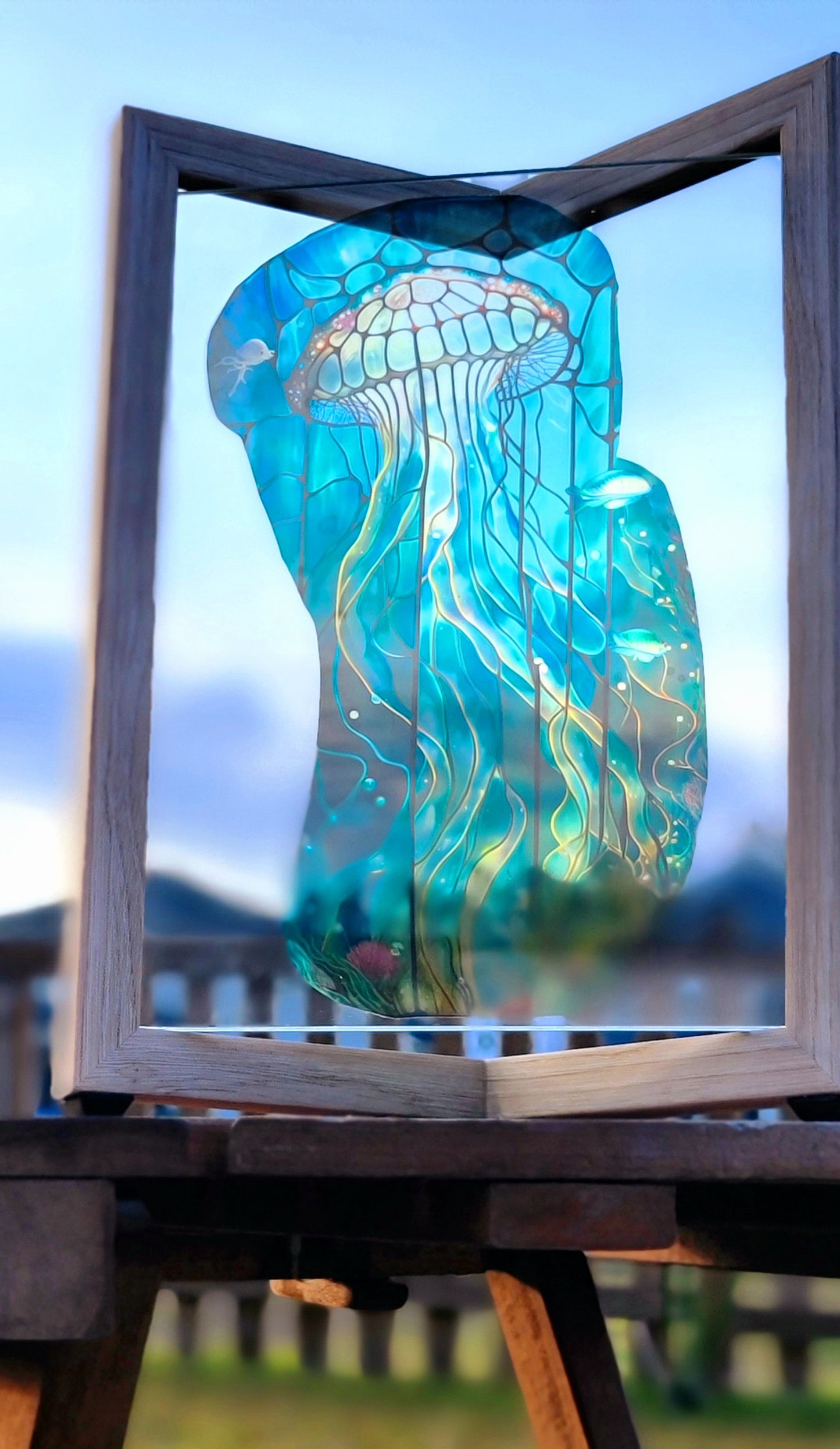 Jellyfish Stained Glass 8x10 Frame - Thrice Exceptional