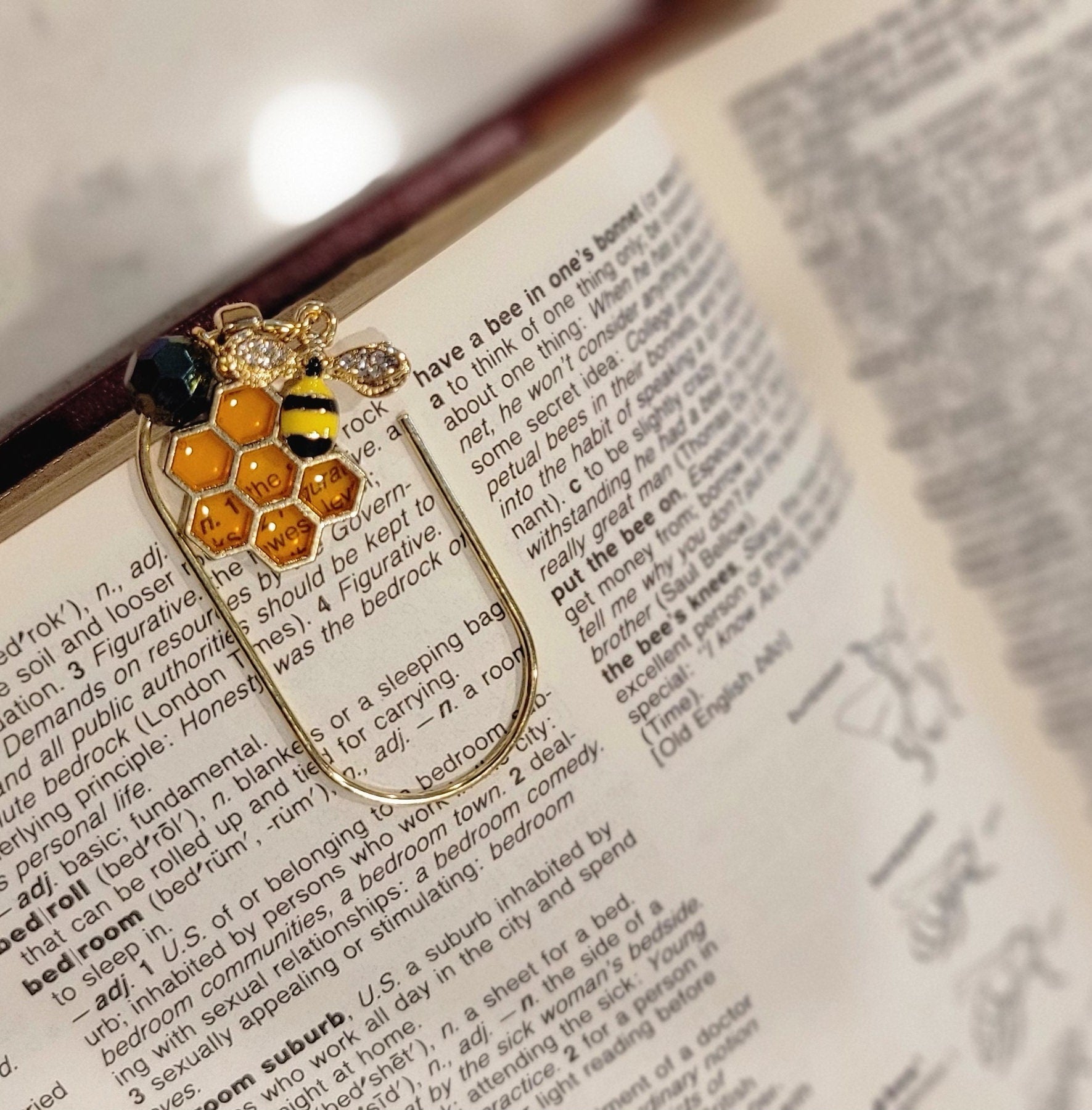 Set of "Honey Bee" luxury paperclip charms and bookmarks for planners, agendas, books & binders. - Thrice Exceptional