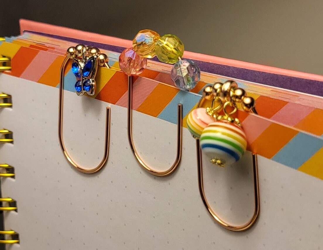Set of "Rainbows and F***ing Butterflies" luxury paperclip charm and bookmarks for planners, agendas, books & binders - Thrice Exceptional